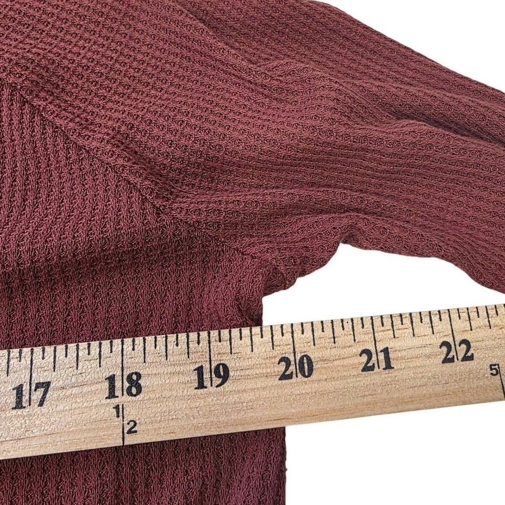 Torrid Burgundy Waffle Knit Lace Trim Long Sleeve Top Plus Size 1 - Picture 8 of 10